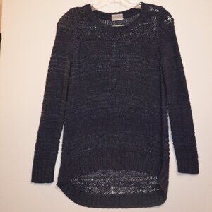 Noisy May Bluish Black Polyester Nylon Loose Knit Long Sleeves Back Sweater S